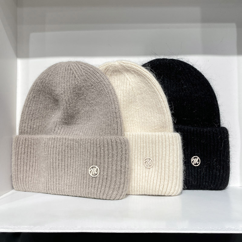 毛线帽女秋冬季兔毛保暖护耳时尚