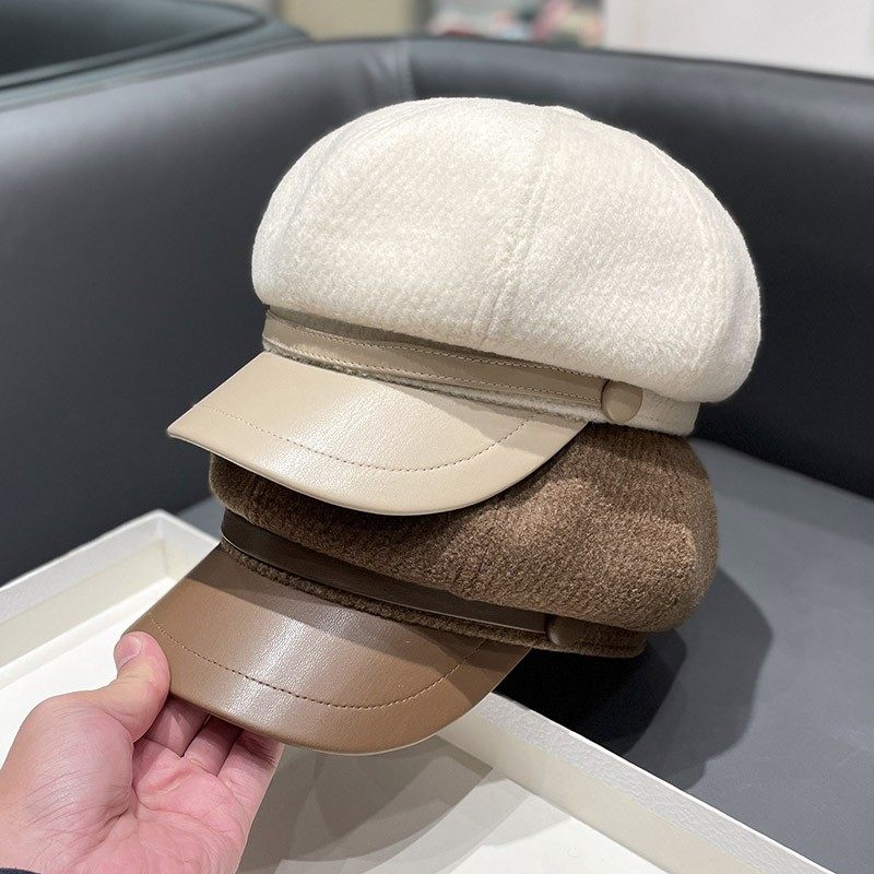 八角帽子女春秋季毛呢保暖网红英伦复古报童帽潮牌休闲百搭画家帽