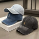 帽子女牛仔刺绣字母破洞棒球帽春夏季 百搭街头潮流遮阳蓝色鸭舌帽