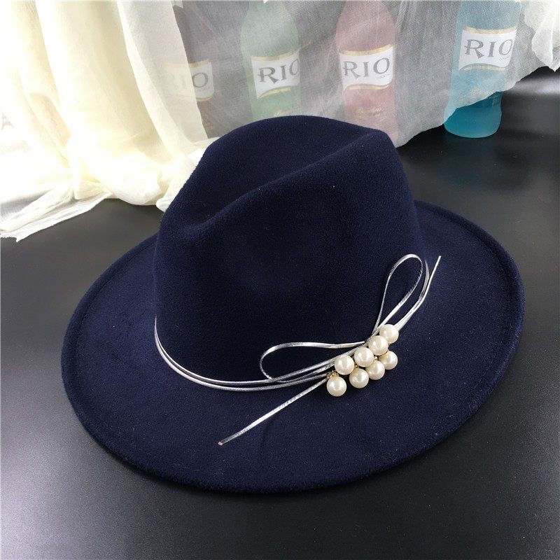 秋冬季英伦复古情侣毛呢大檐遮阳帽羊毛呢爵士帽子女2025新款礼帽