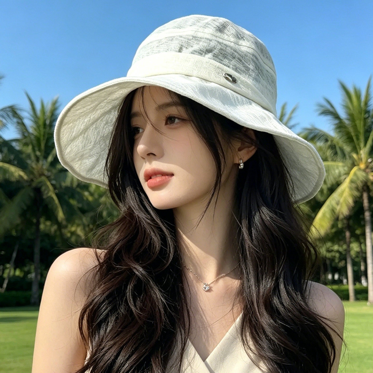 夏季女大檐防晒透气显脸小渔夫帽图片