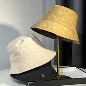 日系小众花朵刺绣渔夫帽子女2026新款 宽檐遮阳帽透气舒适百搭盆帽