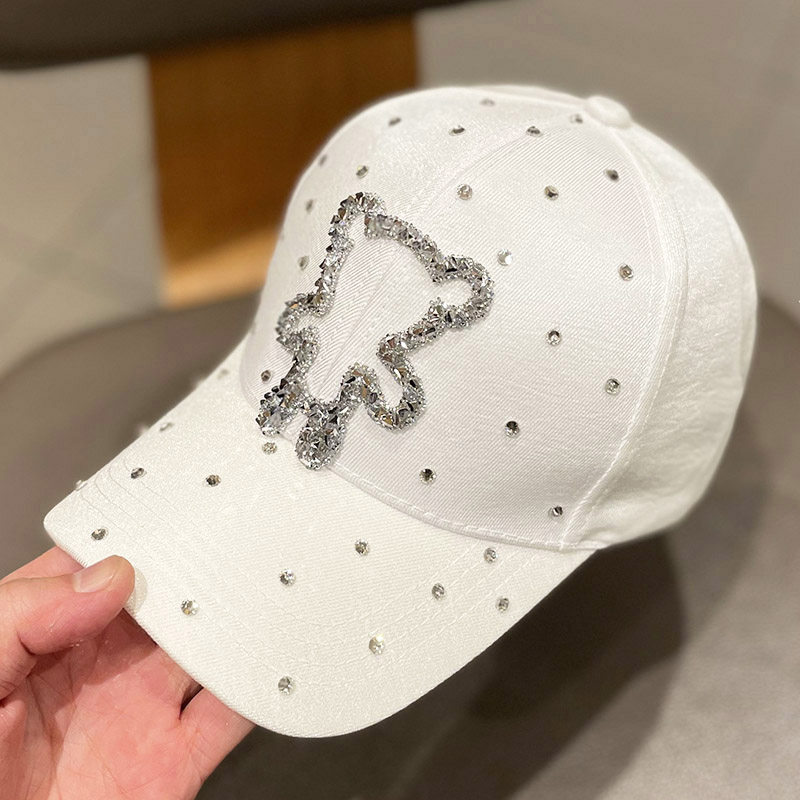 韩版ins镶钻卡通小熊丝光棒球帽子女春夏季休闲时尚遮阳鸭舌帽潮