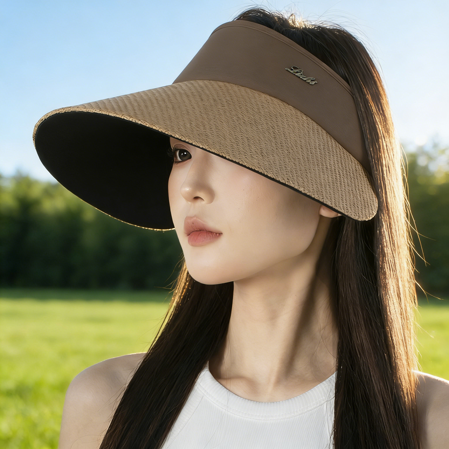2026新款夏季帽子女款大帽檐户外防晒帽出游可扎马尾遮阳帽空顶帽
