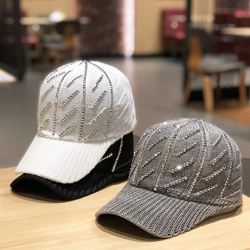 帽子女韩版潮春夏镶钻中青年棒球帽网帽防晒遮阳百搭大头围鸭舌帽