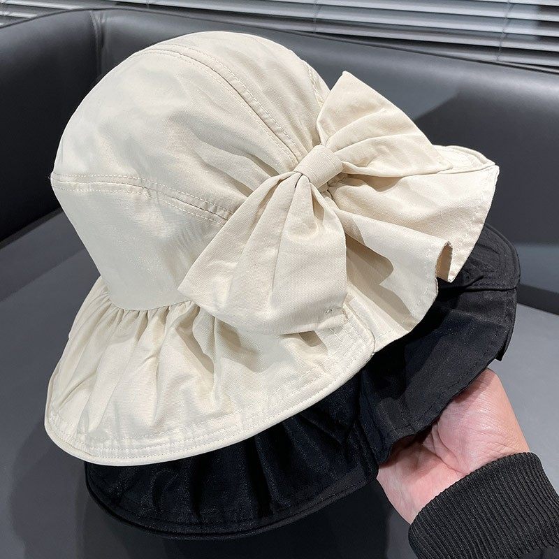 韩版春秋季蝴蝶结遮阳渔夫帽子女款2026新款出游显脸小防晒帽子潮