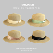 2026新款 赫本风优雅礼帽子女款 遮阳帽海边沙滩帽 平顶草帽夏季 法式