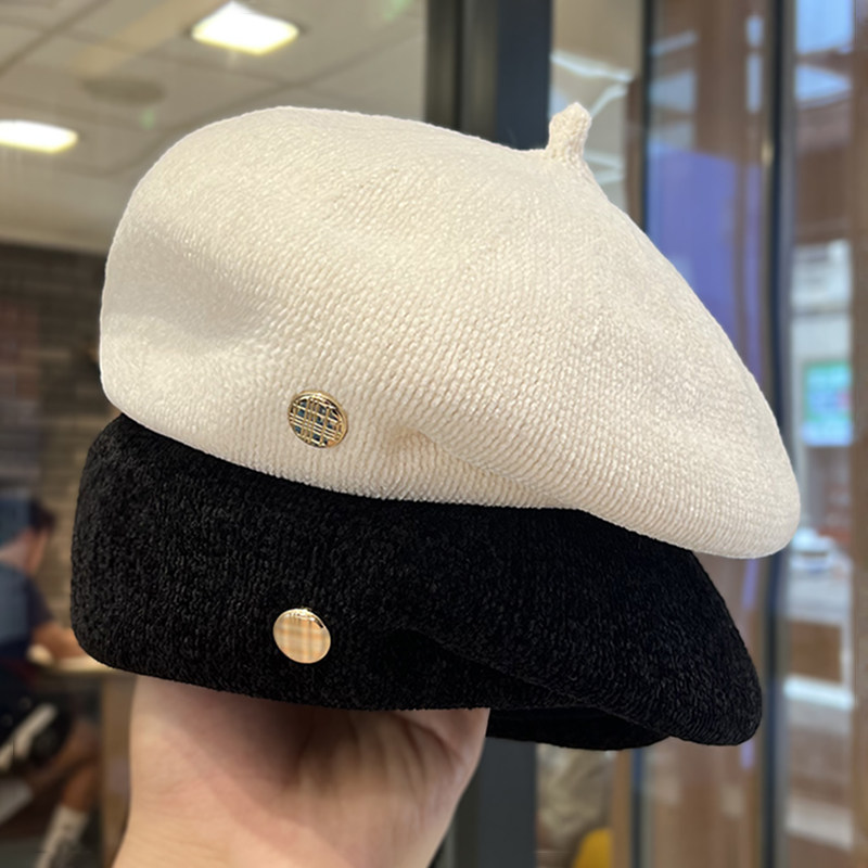 韩版金属字母扣毛呢贝雷帽子女秋冬季出游气质百搭显脸小画家帽潮,服饰配件/皮带/帽子/围巾,帽子,淘宝优惠券,粉丝福利购,淘宝优惠卷
