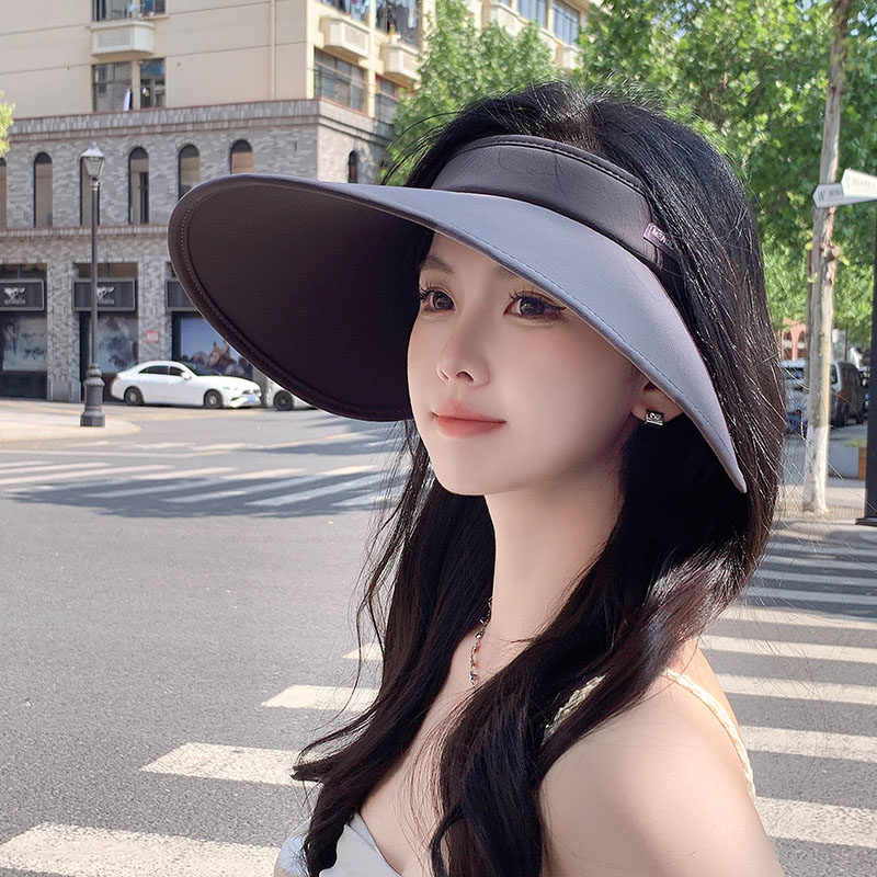 春夏季UV防晒帽子女款2026新款加大帽檐遮阳空顶帽防晒骑车太阳帽