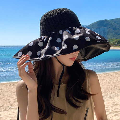 渔夫帽休闲女夏季大檐波点遮阳
