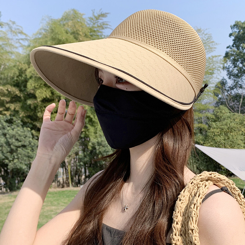 轻薄透气大檐遮阳渔夫帽子女春夏季新款显脸小可挂口罩百搭防晒帽