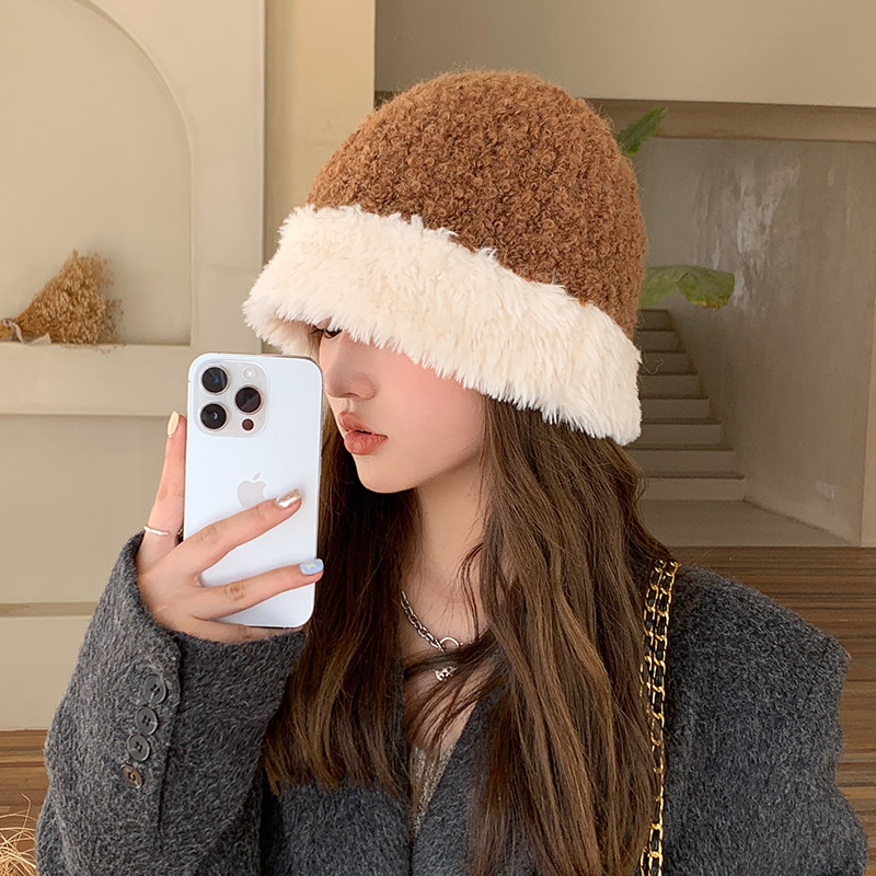 日系复古拼接毛绒时尚针织帽子女冬季百搭ins学生保暖护耳毛线帽,服饰配件/皮带/帽子/围巾,帽子,淘宝优惠券,粉丝福利购,淘宝优惠卷