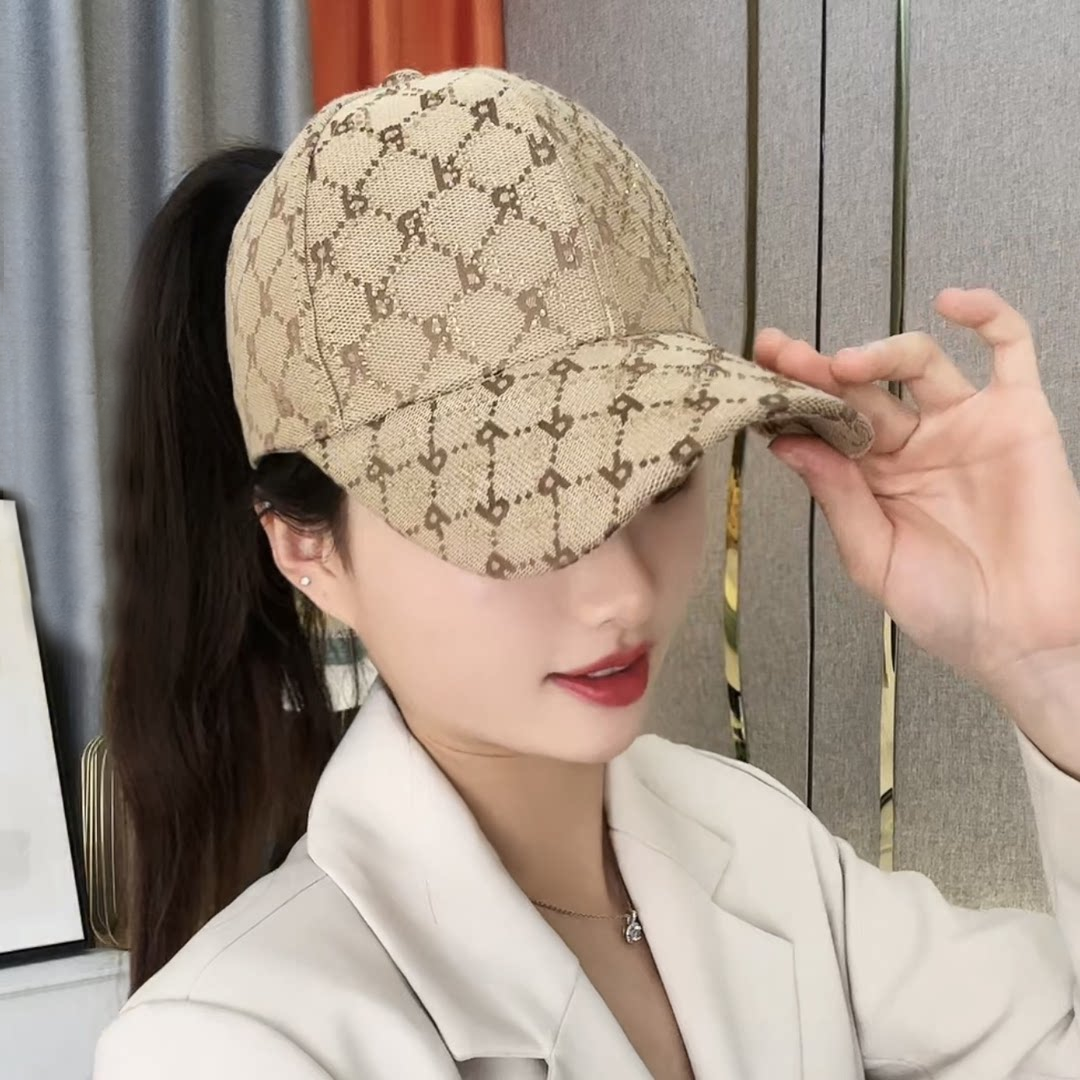 帽子女款2026新款夏季韩版水钻空顶棒球帽休闲遮阳防晒可扎高马尾