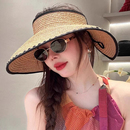 新款 夏季 高品质空顶草帽子女大帽檐显脸小度假海边沙滩遮阳防晒帽