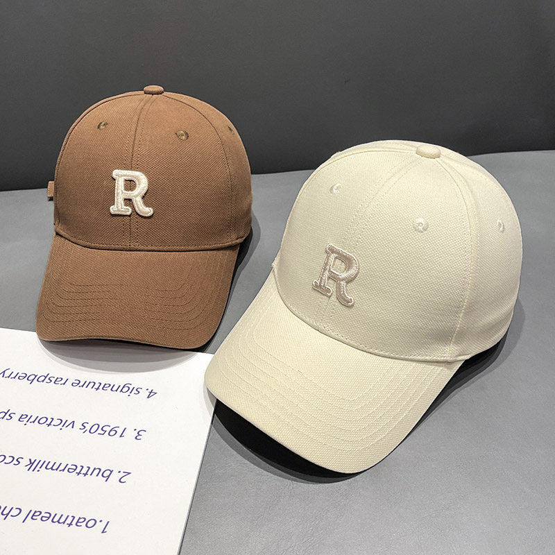 韩版ins硬顶字母R标棒球帽子女春夏季网红防晒弯檐街头男女鸭舌帽