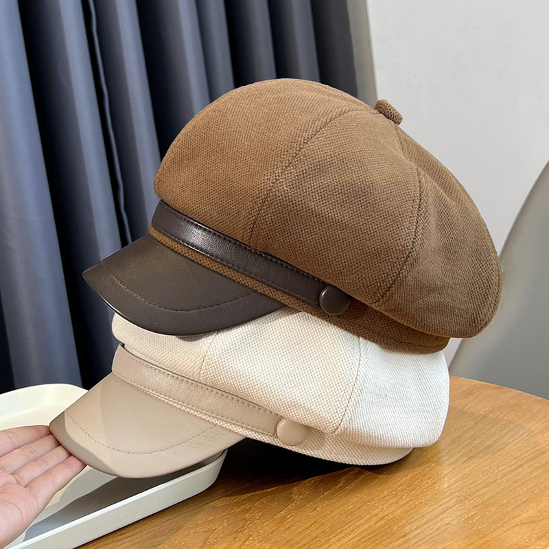 英伦气质八角帽子女款春秋季复古画家帽日系毛呢休闲显脸小贝雷帽