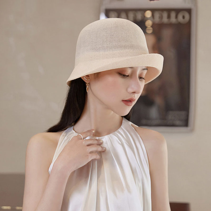 夏季轻薄透气和纸渔夫帽子女2025新款日系百搭显脸小遮阳防晒太阳