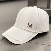韩版 遮阳防晒逛街休闲鸭舌帽潮 ins水钻M标百搭棒球帽子女春夏时尚