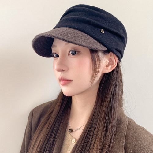 日系复古显脸小大头围鸭舌帽女