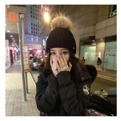 ins真狐狸毛线女百搭针织帽帽子