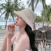 遮脸棉麻防晒帽薄款 春夏季 遮阳帽卷边太阳帽 2026新款 渔夫帽子女款