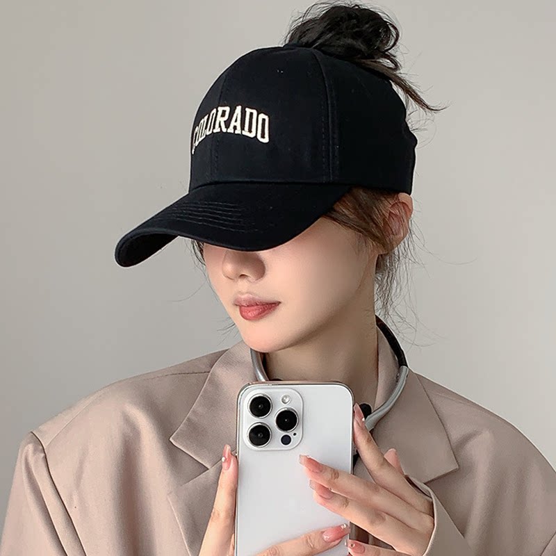 可扎马尾空顶棒球帽子女款2026新款春季大头围鸭舌帽防晒帽遮阳帽