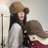 2026秋冬季 宽檐鸭舌帽子女可挂口罩双面戴毛呢防寒保暖渔夫帽 新款