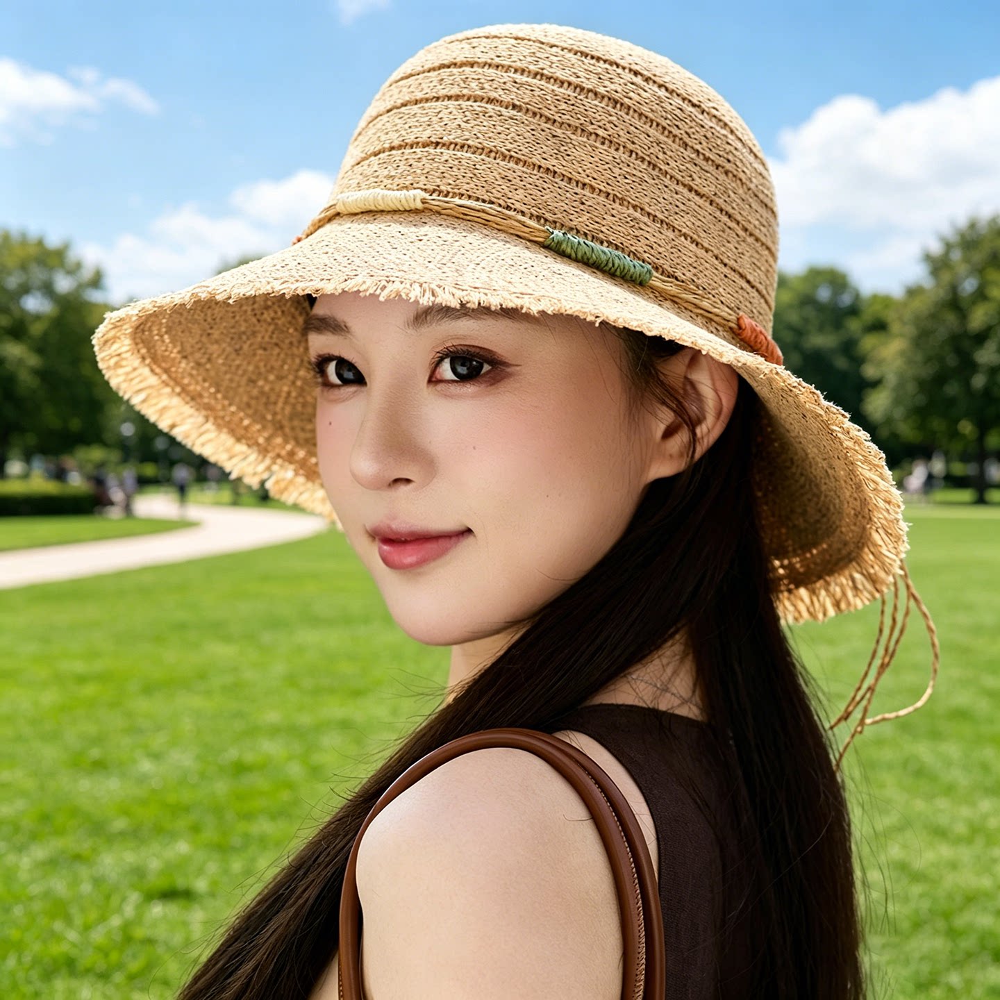 夏季民族风宽檐防晒草编帽女