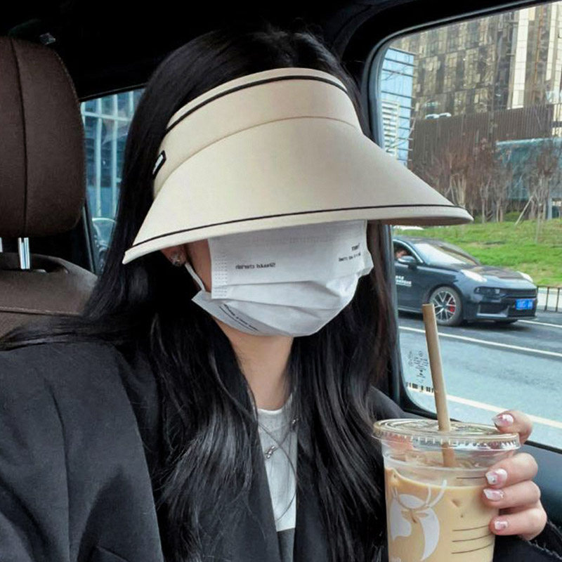 夏季UV大檐防晒帽子女款2026新款户外骑车防紫外线百搭空顶太阳帽