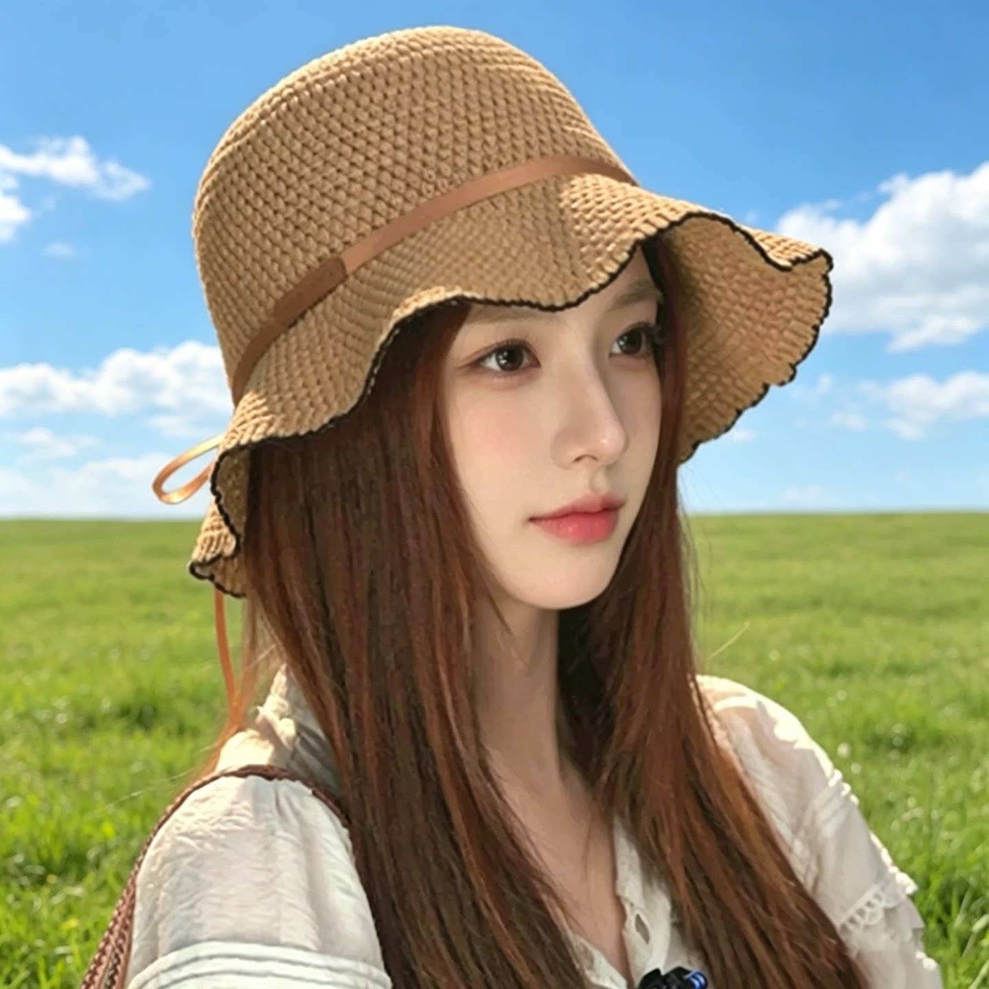 度假风草编渔夫帽女防晒显脸小