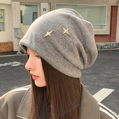 2026新款 春秋百搭洋气保暖护耳针织帽针织包头帽 冷帽堆堆帽子女款