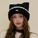 日系可爱拼色猫耳毛绒针织帽子女冬季 保暖防寒护耳毛线帽套头帽潮