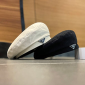 英伦时尚 潮流百搭复古画家帽网红蓓蕾帽 倒三角标贝雷帽子女春夏季