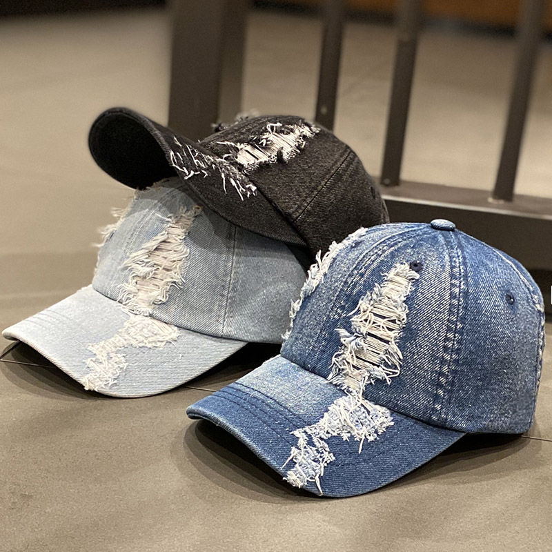 ins水洗牛仔布破洞户外街头帽子