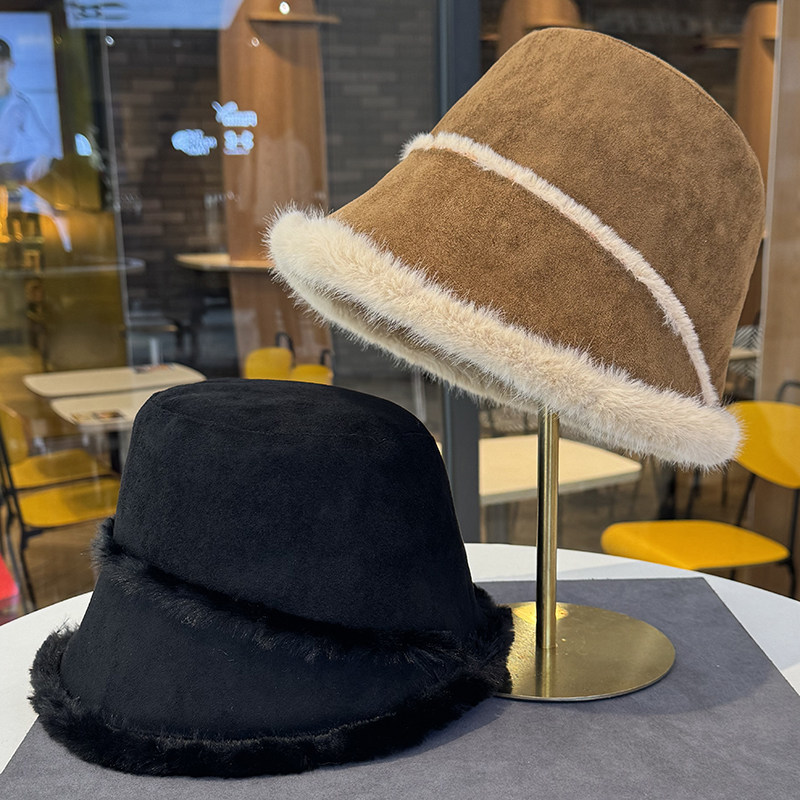 复古麂皮绒渔夫帽子女2025冬季新款加厚保暖毛绒盆帽大头围显脸小,服饰配件/皮带/帽子/围巾,帽子,淘宝优惠券,粉丝福利购,淘宝优惠卷
