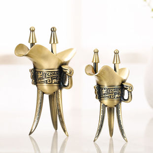 仿古爵士杯创意小酒盅古代烈酒杯青铜色金属酒樽中式白酒杯一口杯