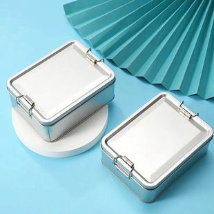 锁扣方形收纳铁盒子加厚金属收纳盒工具零食零碎茶叶饼干储存带盖
