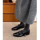 平底晚晚单鞋 羊皮版 加绒保暖毛毛棉鞋 女方头秋冬季 女 复古玛丽珍鞋