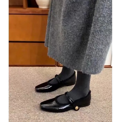 羊皮版法式复古玛丽珍鞋女配裙子