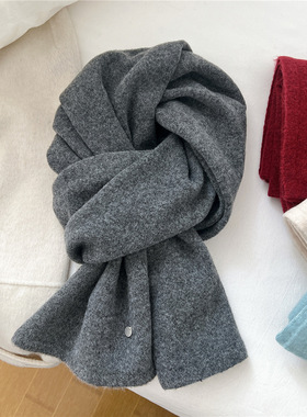 限定高级灰~韩国ins博主推荐冬季保暖含羊毛深灰色保暖情侣厚围巾