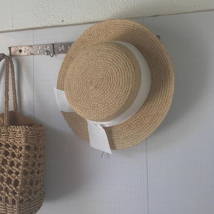 日系平顶春夏拉菲草韩版ins礼帽