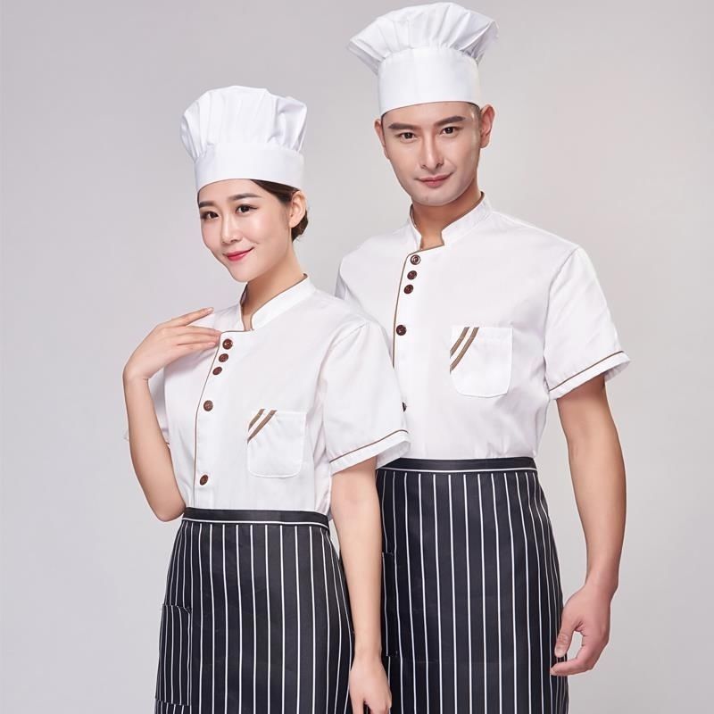 厨师服长袖短袖春秋装厨师工作服男女饭店食堂加肥加大餐饮后厨