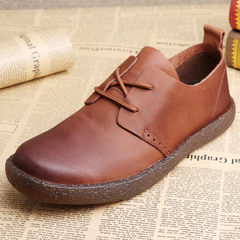 남성 가죽 신발  부드러운 가죽 탑 레이어 소 가죽 경량 남성 신발 영국 통기성 운전 신발 부드러운 단독 다목적 캐주얼 신발