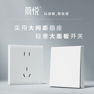 86型家用罗格朗开关插座简悦陶瓷白色二三插一开五孔哑光暗装面板