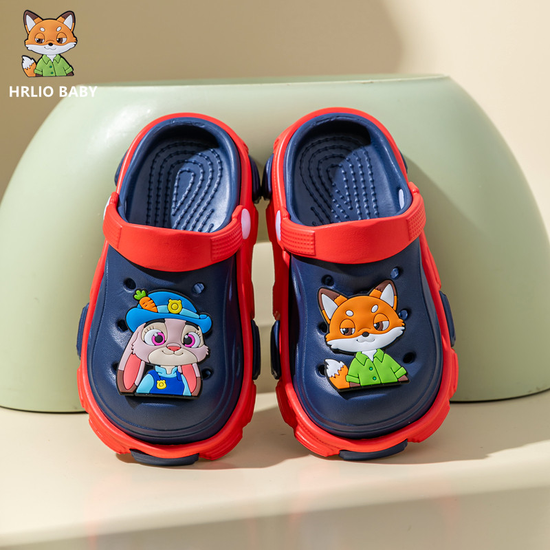 疯狂动物城儿童拖鞋夏季卡通包头洞洞鞋男童户外沙滩防滑宝宝凉拖