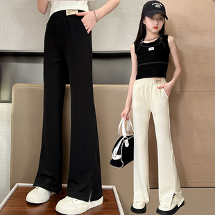 女童喇叭裤夏季2026新款初中生开叉休闲裤子儿童中大童薄款冰丝裤