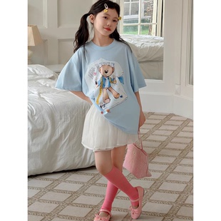 女童夏套装2026新款今年流行爆款夏装短袖纱裙夏天休闲夏季两件套