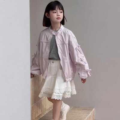 女童春夏甜美夹克外套蝴蝶结