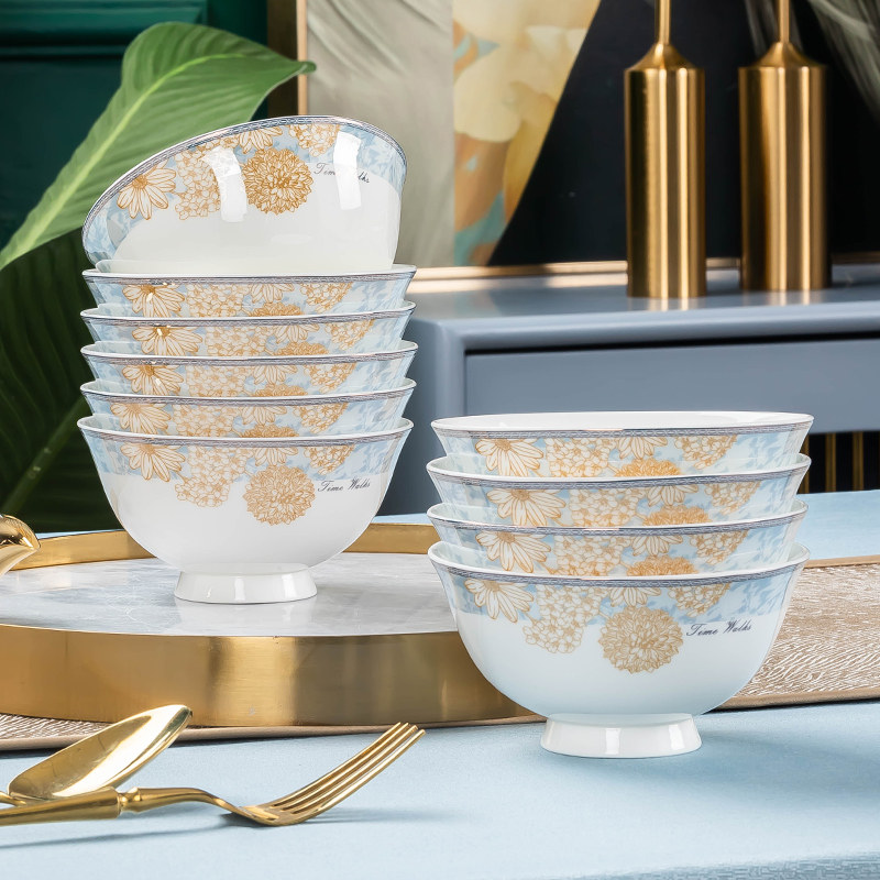 米饭碗防烫陶瓷餐具家用高颜值面碗套装2025新款碗碟组合景德镇