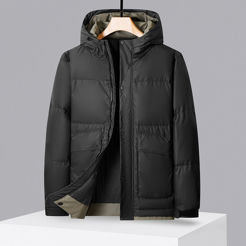 大码男装冬季连帽工装羽绒服
